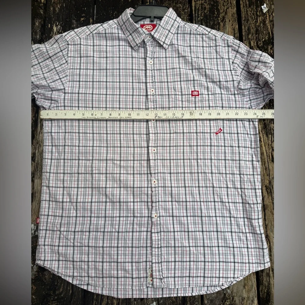 Ecko Unlimited The Dwyer Black Red White Plaid Button Up L The Woven Shirt M8